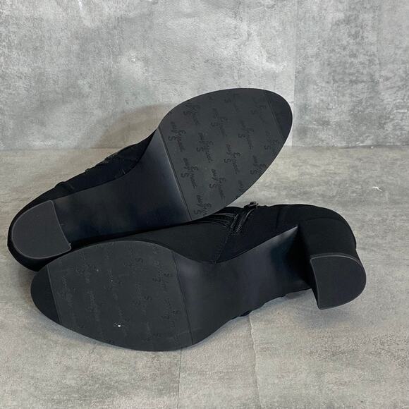 EASY STREET Black Suede Berit Almond-Toe Slip-On Block Heel Booties SZ 9 - Picture 5 of 9